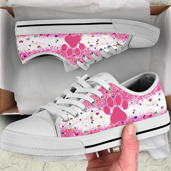 Dog Paw Glitter - Low Top Shoe - Love Love Top Shoes