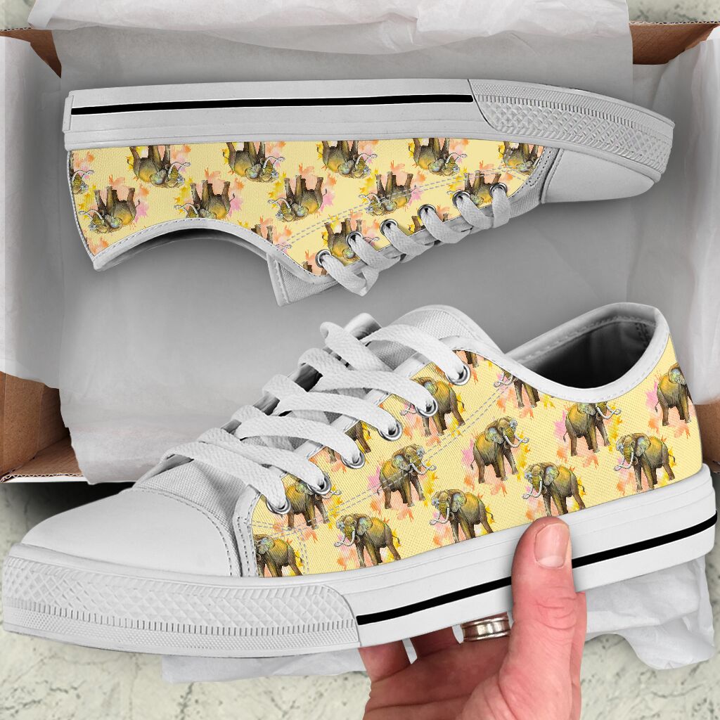 Elephant Watercolor Yellow Low Top - Tl Shoes