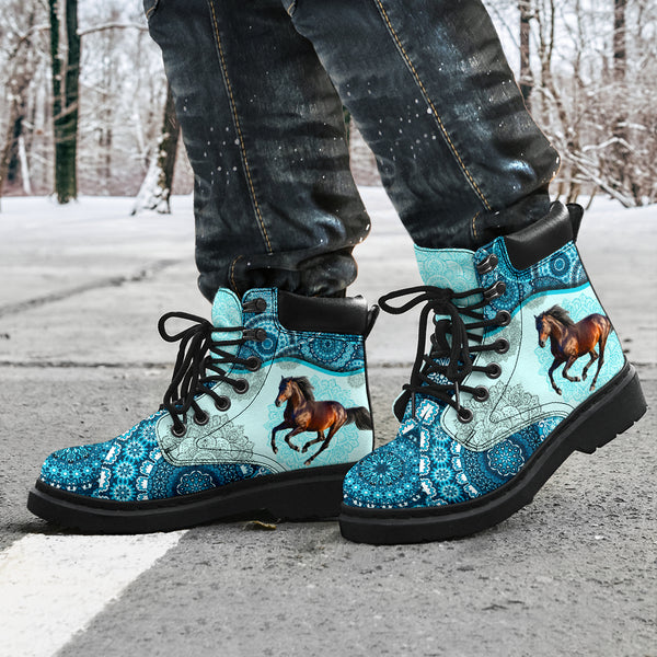 Horse - Vintage Mandala Asboot Aqua Blue Kd - Love All Season Boots