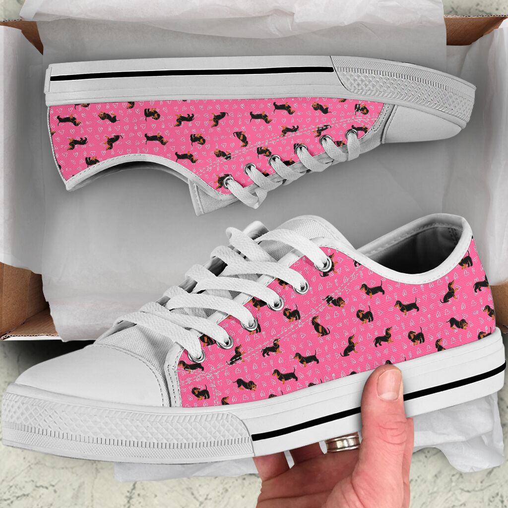 Dachshund Pattern Pink - Low Top Shoe - Love Love Top Shoes