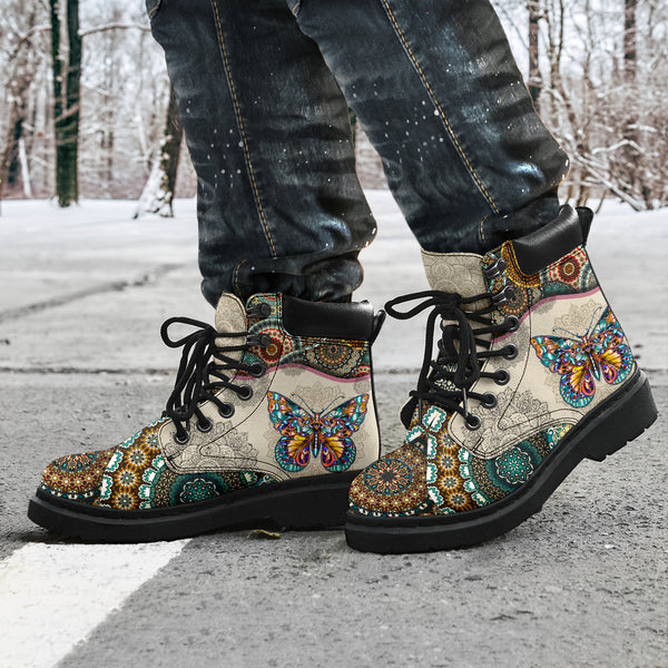 Butterfly - Vintage Mandala Asboot Sky - Love All Season Boots