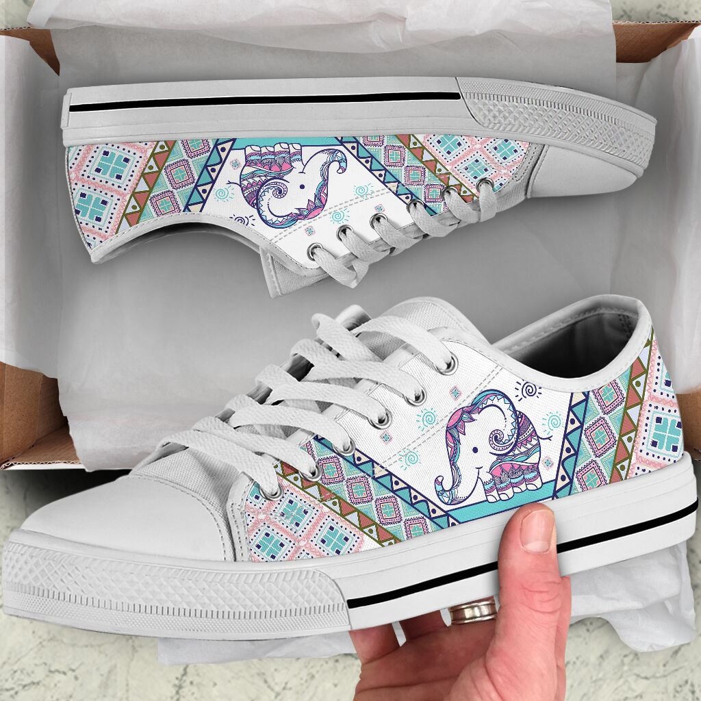 Elephant Boho Floral - Low Top Shoe - Love Love Top Shoes