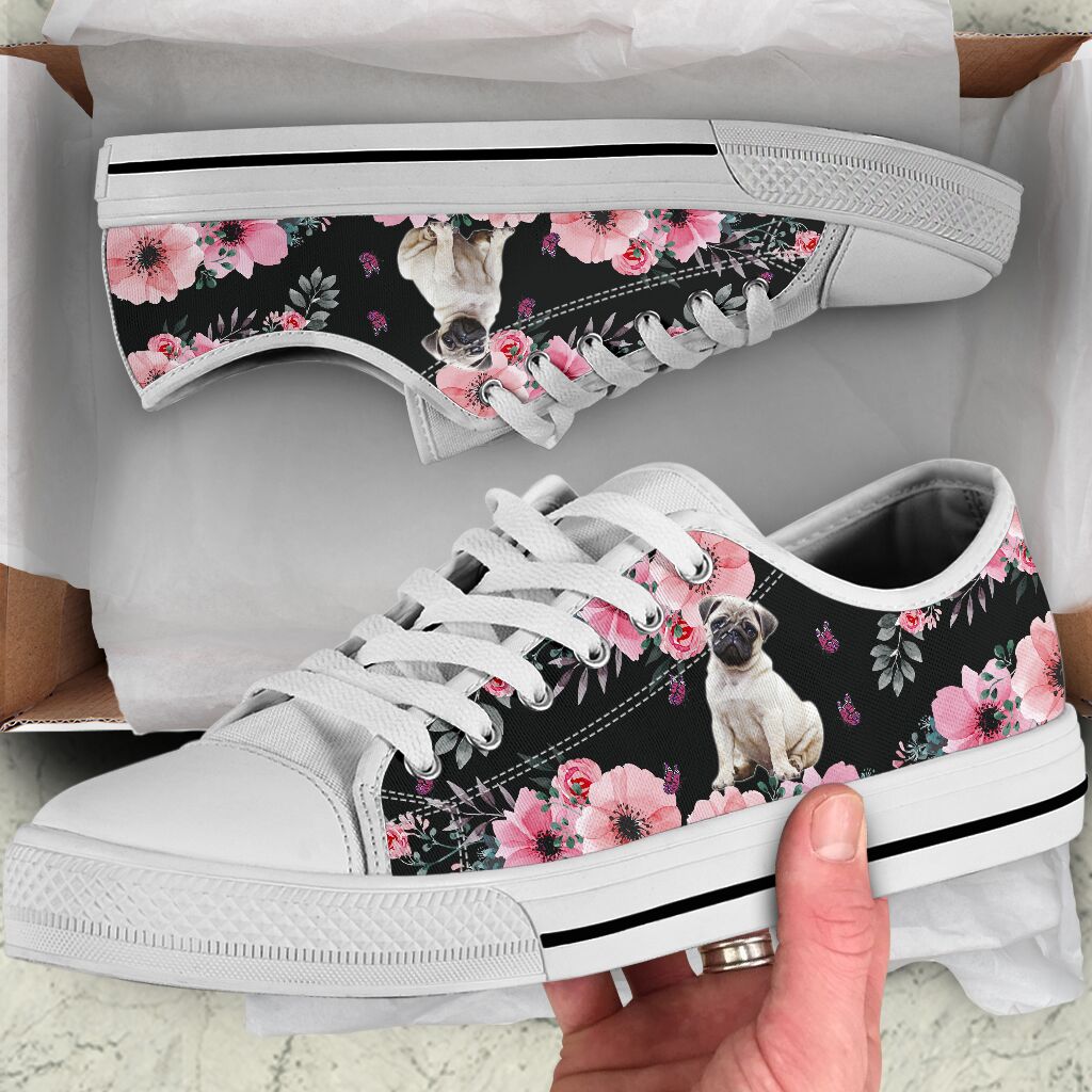 Pug Flower - Low Top Shoe - Love Love Top Shoes