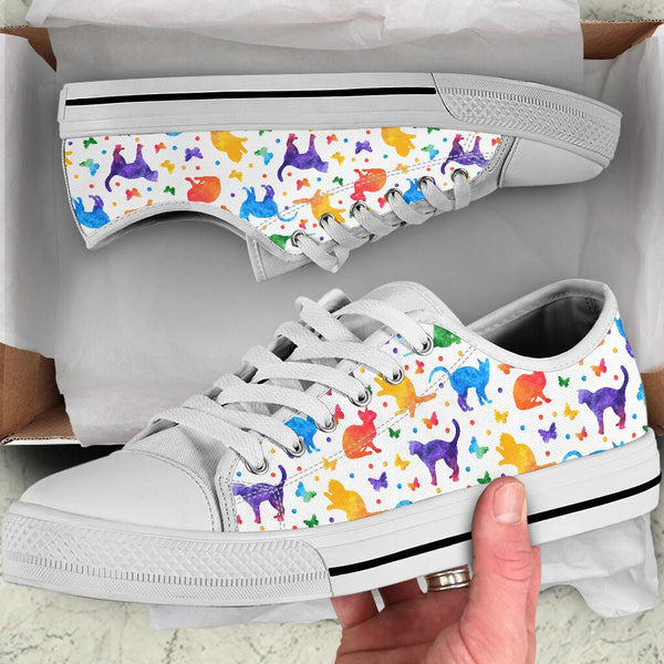 Cat Watercolor Silhouette Low Top Shoes