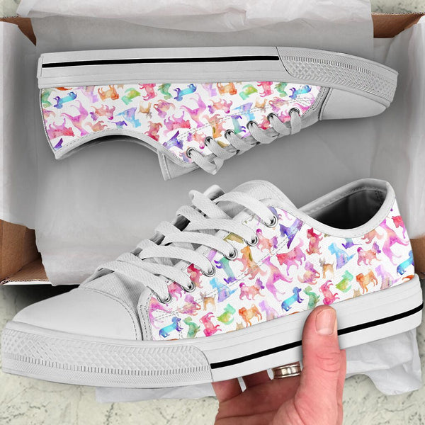 Dog Watercolor Silhouette Low Top - TlShoes