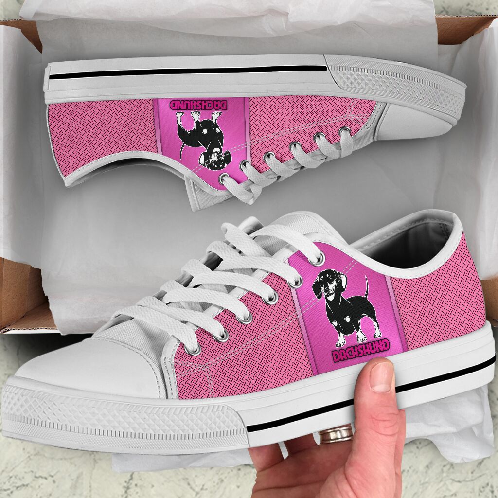 Dachshund Sliver Pink - Low Top Shoe - Love Love Top Shoes