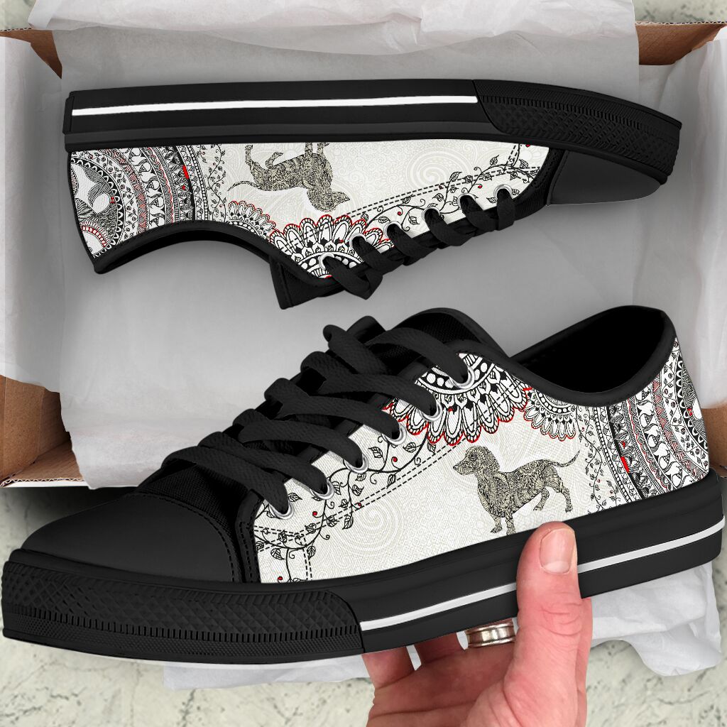 Dachshund Mandala Pattern - Low Top Shoe - Love Love Top Shoes