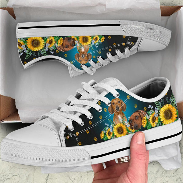 Dachshund Sunflower - Low Top Shoe - Love Love Top Shoes