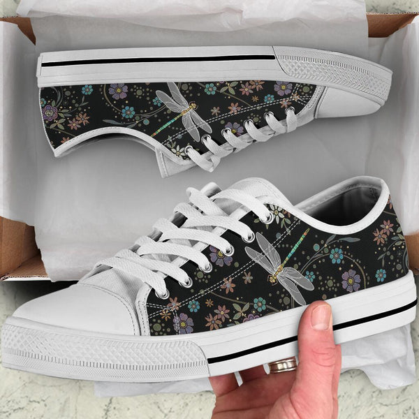 Dragonfly Flower Art Low Top  Shoes