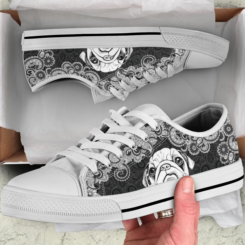 Pug Mandala White - Low Top Shoe - Love Love Top Shoes