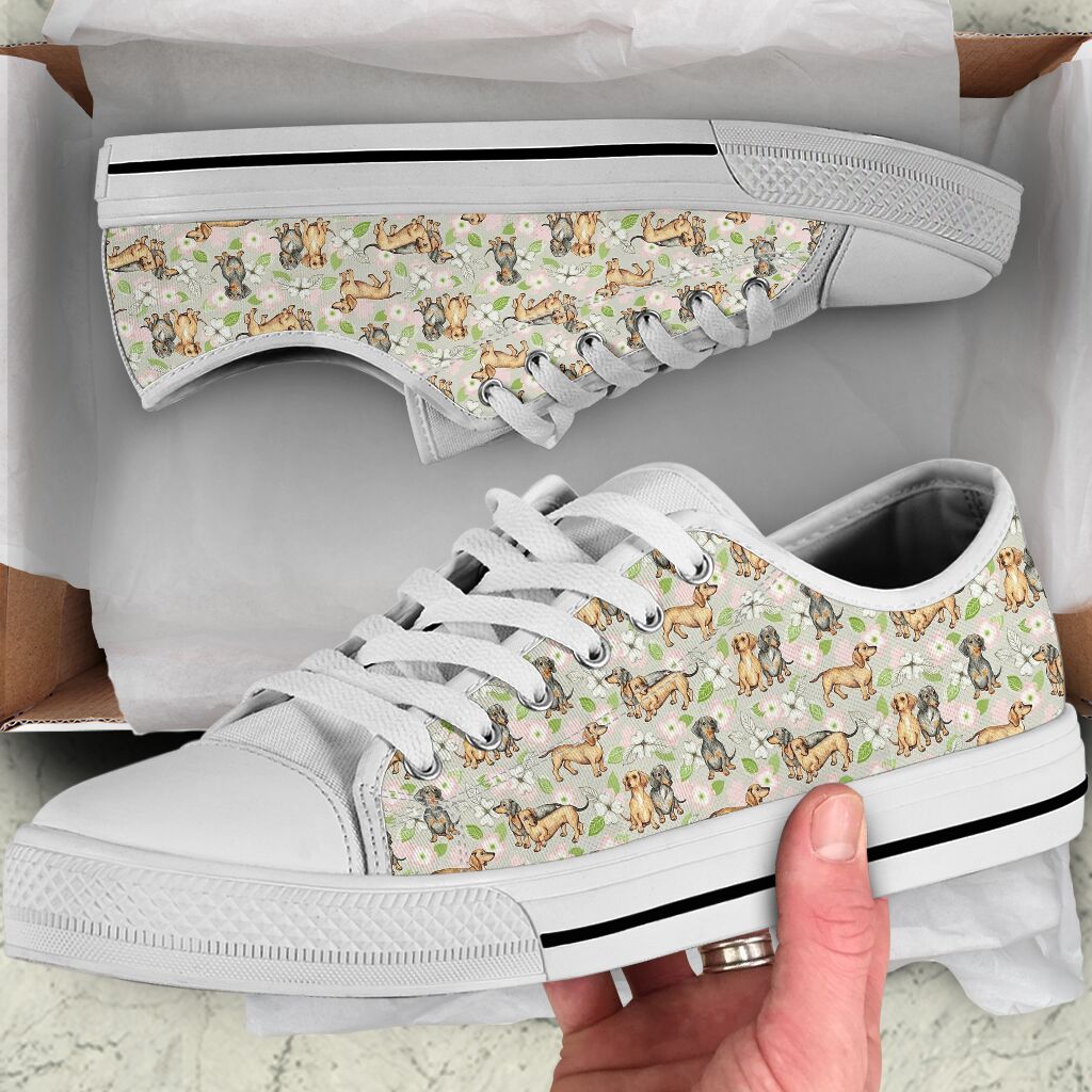 Dachshund Flower Pattern - Low Top Shoe - Love Love Top Shoes