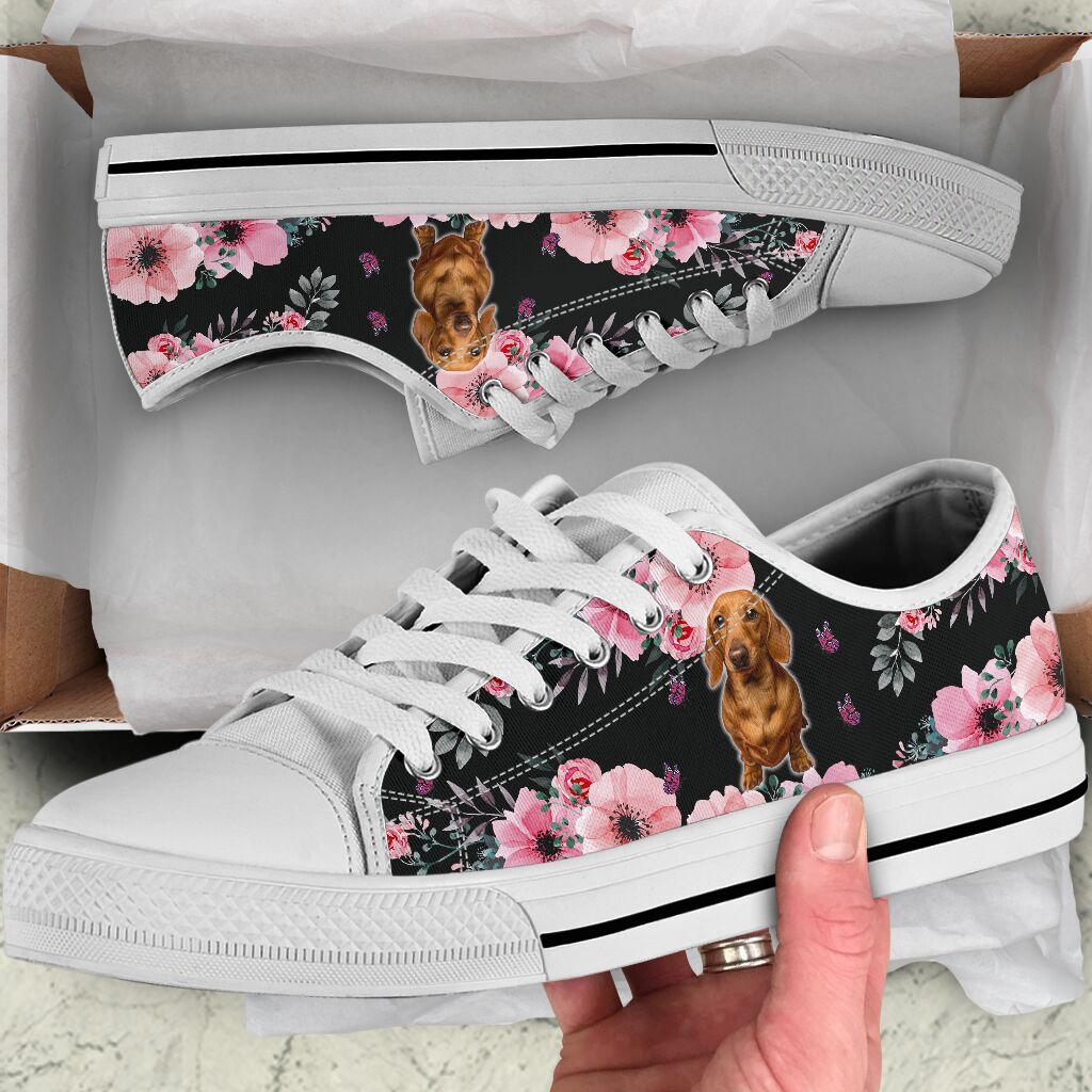 Dachshund Flower - Low Top Shoe - Love Love Top Shoes