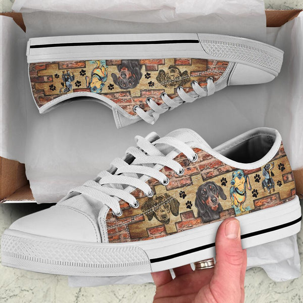 Dachshund Brick Wall - Low Top Shoe - Love Love Top Shoes