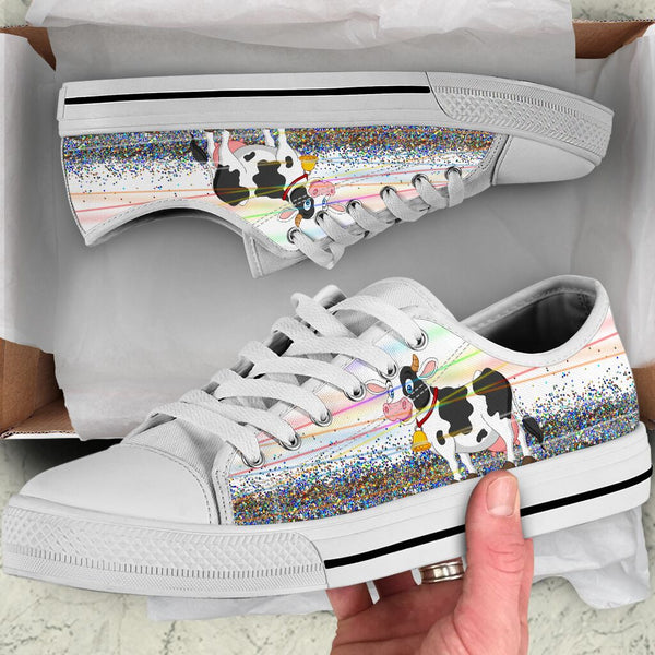 Cow Glitter - Low Top Shoe - Love Love Top Shoes