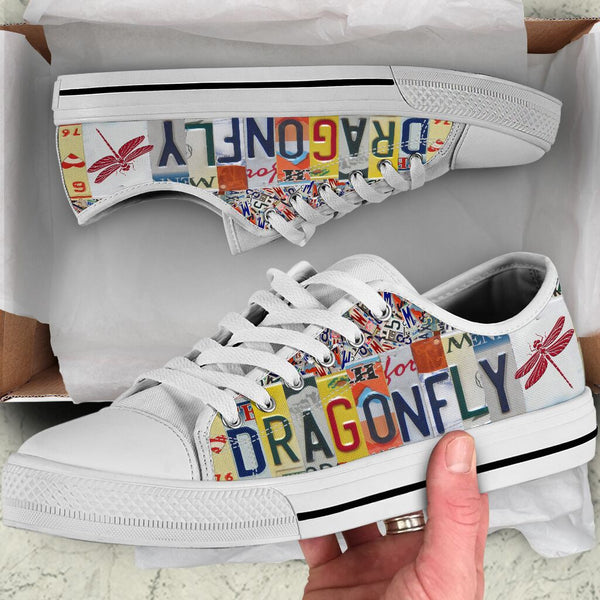 Dragonfly License Plates Low Top Shoes