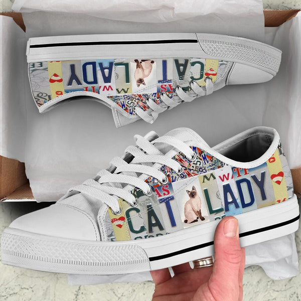 Cat Lady License Plates Low Top Shoes