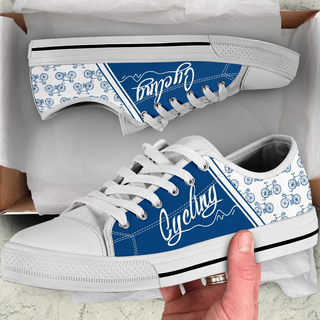 Cycling Blue Pattern- Low Top Shoe - Love Love Top Shoes