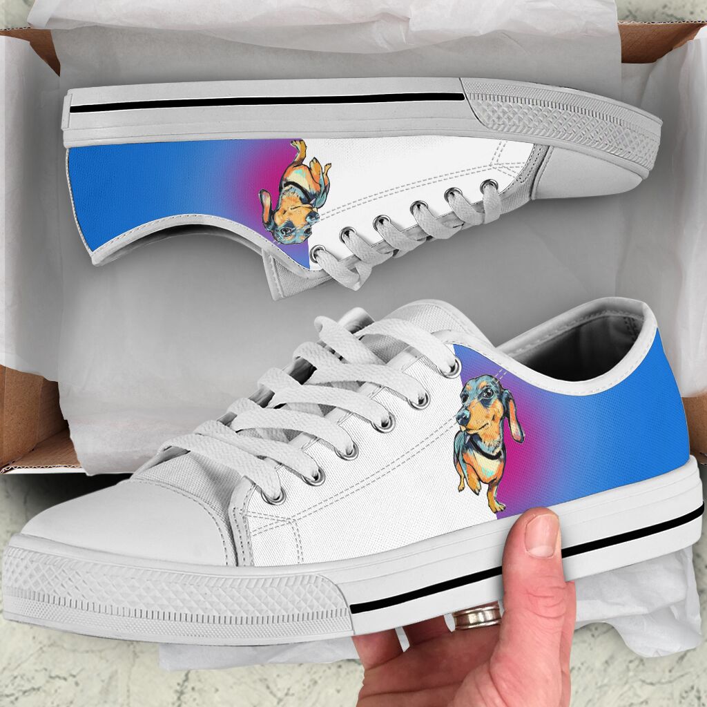 Dachshund Watercolor Low Top Shoe - Love Love Top Shoes