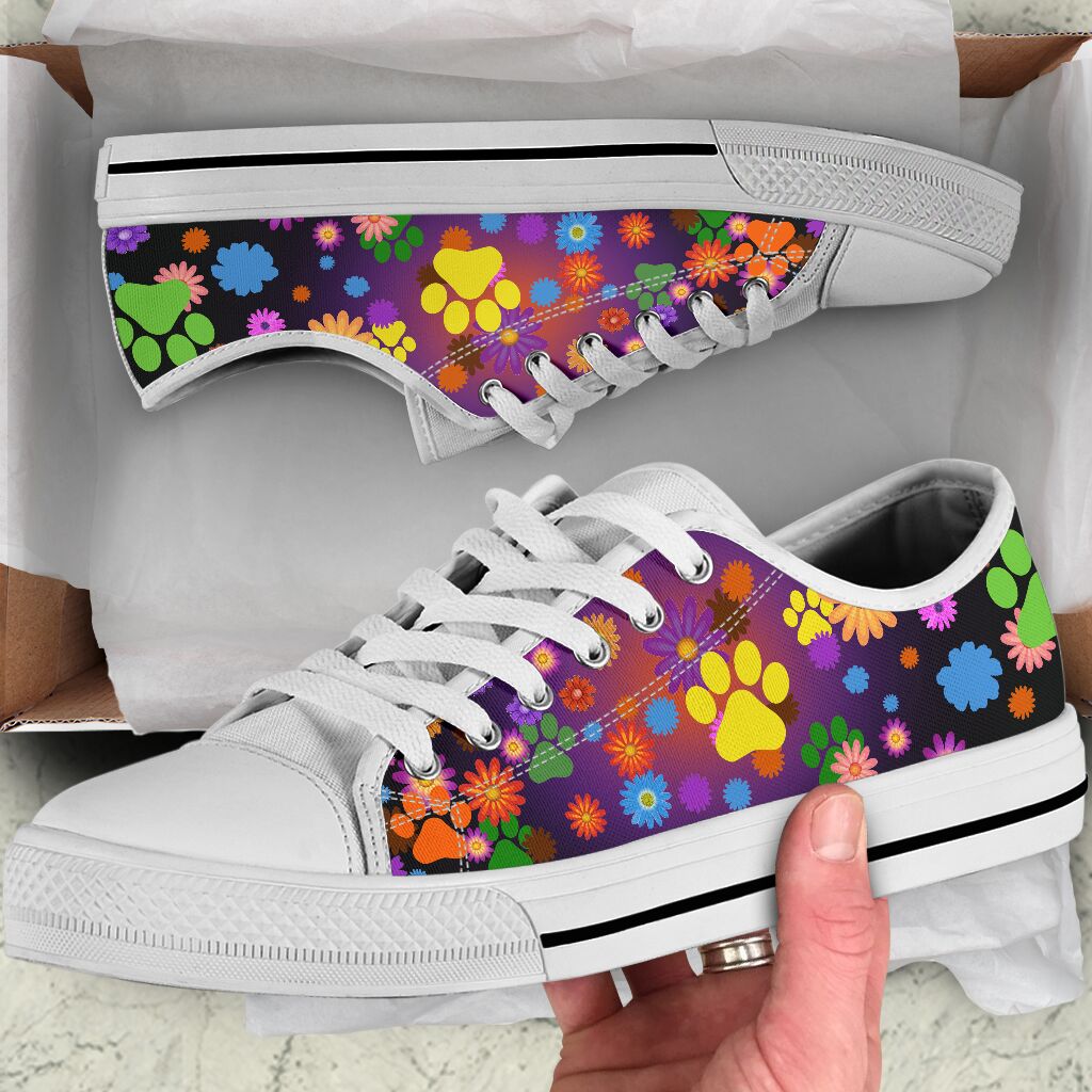 Dog Paw Flower Color - Low Top Shoe - Love Love Top Shoes