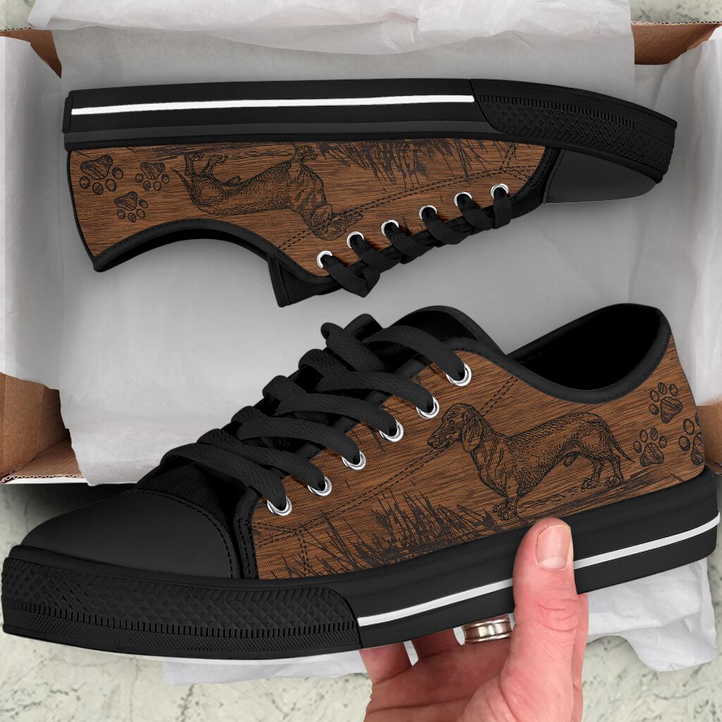 Dachshund Woodcarving - Low Top Shoe - Love Love Top Shoes