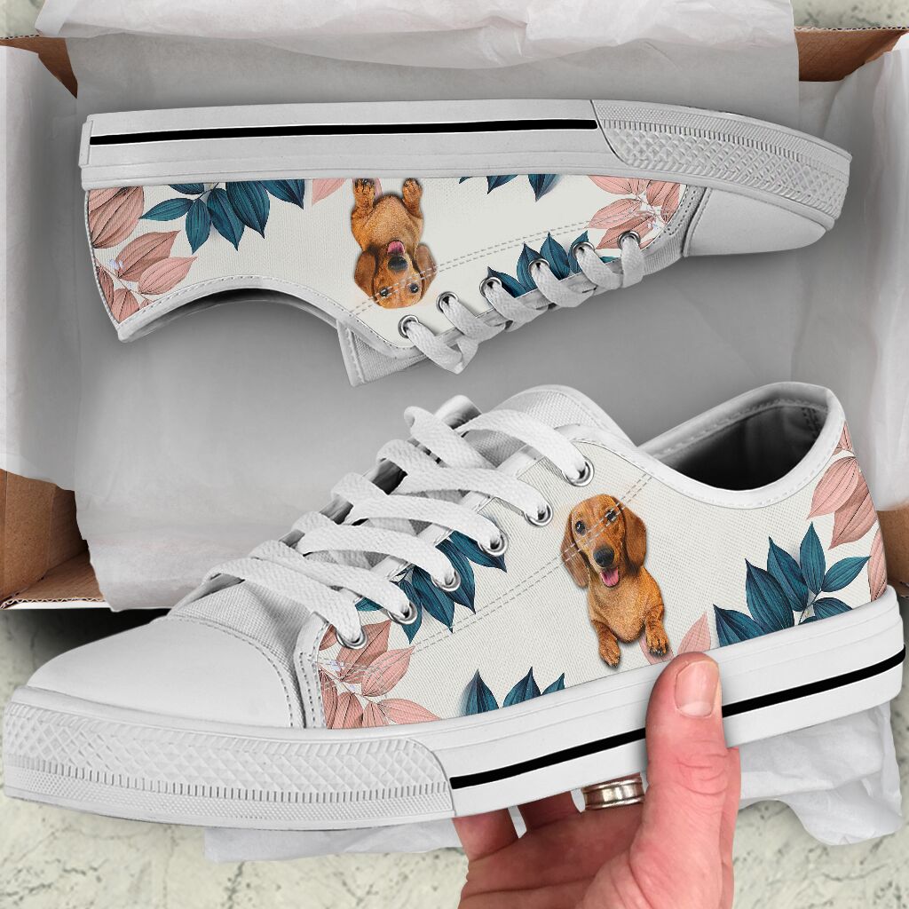 Dachshund Flower Pink - Low Top Shoe - Love Love Top Shoes