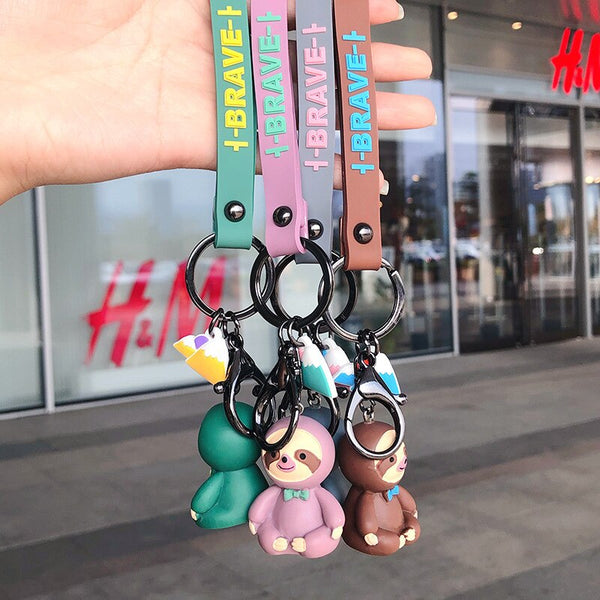 Cute Sloth Keychain Cartoon Anime Silicone Key Chains For Women Kids Fashion Animal Series Trinkets For Car Key Ring