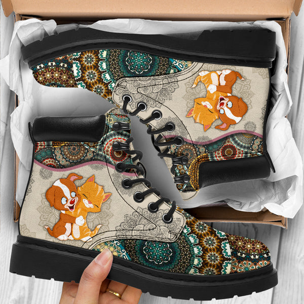 Kittens And Doggie - Vintage Mandala Asboot Sky Kd - Love All Season Boots