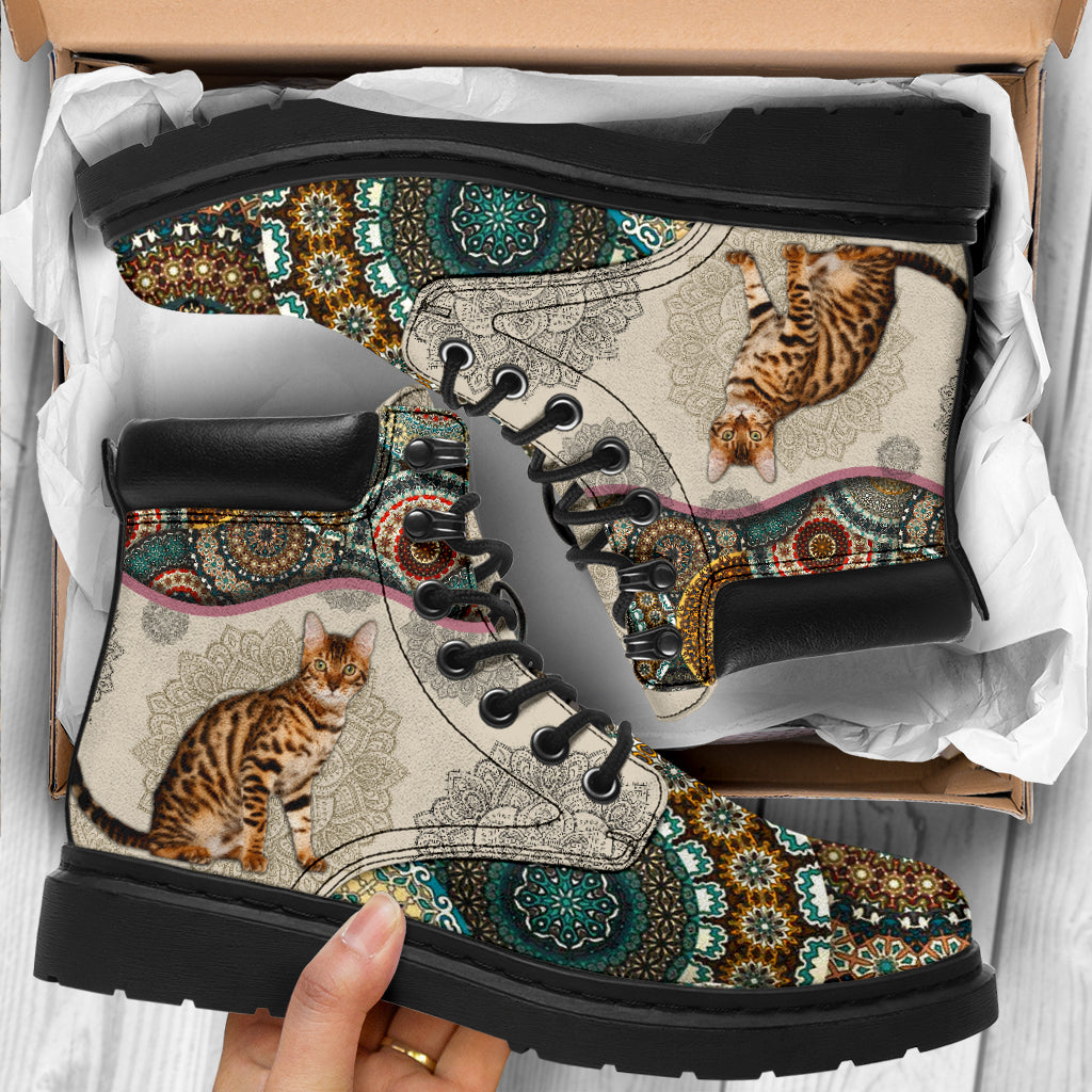 Bengal Cat - Vintage Mandala Asboot Sky - Love All Season Boots