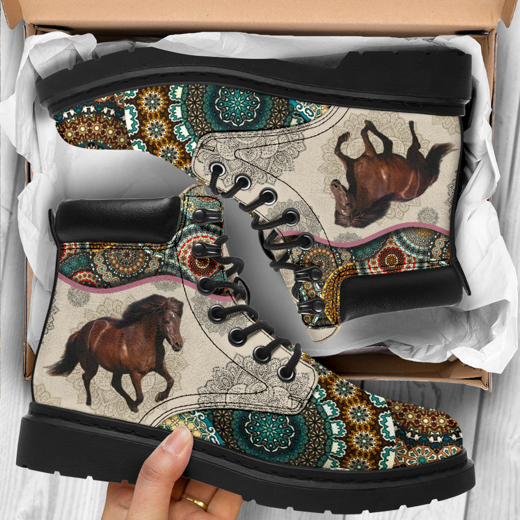 Horse - Vintage Mandala Asboot Icelandic Horses Kd - Love All Season Boots