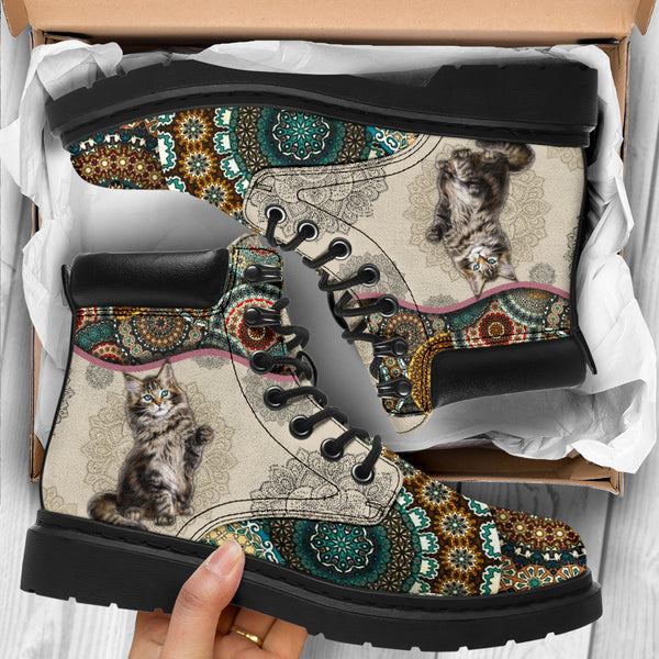 Maine Coons Cat - Vintage Mandala Asboot Kd - Love All Season Boots