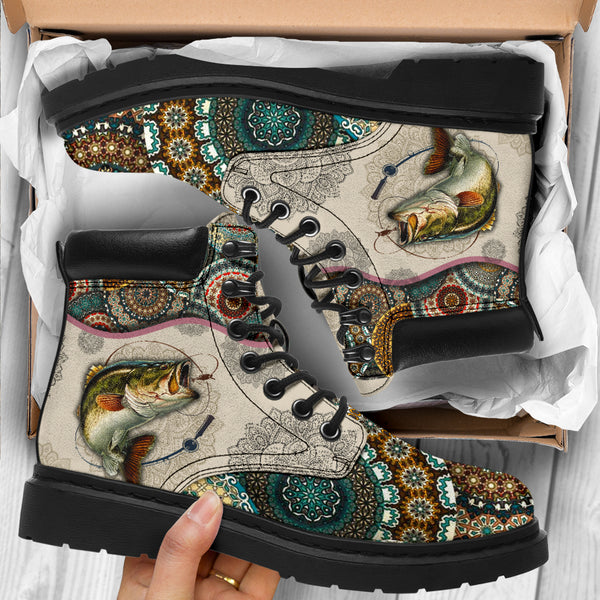 Fishing - Vintage Mandala Asbook Sky - Love All Season Boots