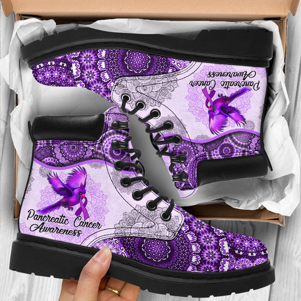 Pancreatic Cancer - Vintage Mandala Asboot Sky - Love All Season Boots