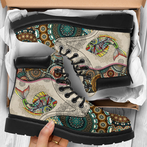 Fish Art - Vintage Mandala Asboot Kd - Love All Season Boots