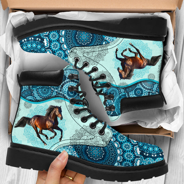 Horse - Vintage Mandala Asboot Aqua Blue Kd - Love All Season Boots