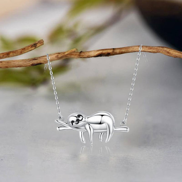 Sloth Necklace Sterling Silver Cute Animal Pendant Necklace Jewelry Birthday Gifts for Women Girls