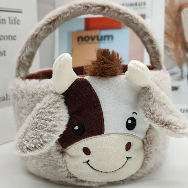 New Plush Toy Cow Basket