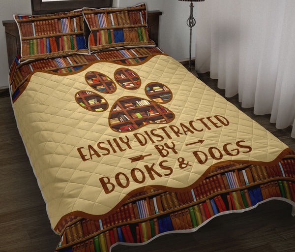 Book Easily Distracted Dog QBS Comfortable Quilt Bedding Set Bedroom Decoration Twin/Queen/King Size Bedding