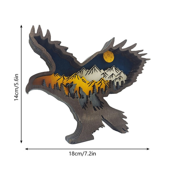 Christmas Wooden Decoration Animal Wolf Statue Miniature Wolf Totem Ornament Office Accessories Forest Ornament Animal Figurines