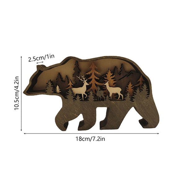 Christmas Wooden Decoration Animal Wolf Statue Miniature Wolf Totem Ornament Office Accessories Forest Ornament Animal Figurines