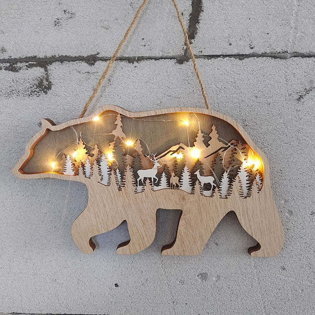 Christmas Wooden Decoration Animal Wolf Statue Miniature Wolf Totem Ornament Office Accessories Forest Ornament Animal Figurines