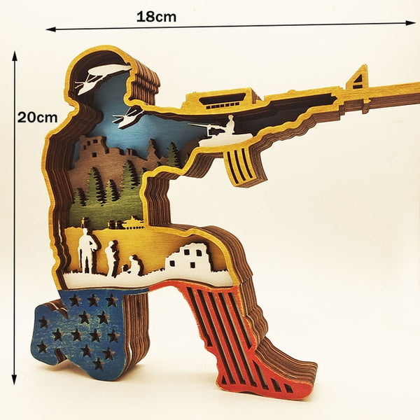 Christmas Wooden Decoration Animal Wolf Statue Miniature Wolf Totem Ornament Office Accessories Forest Ornament Animal Figurines