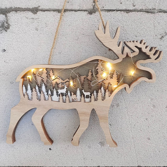 Christmas Wooden Decoration Animal Wolf Statue Miniature Wolf Totem Ornament Office Accessories Forest Ornament Animal Figurines