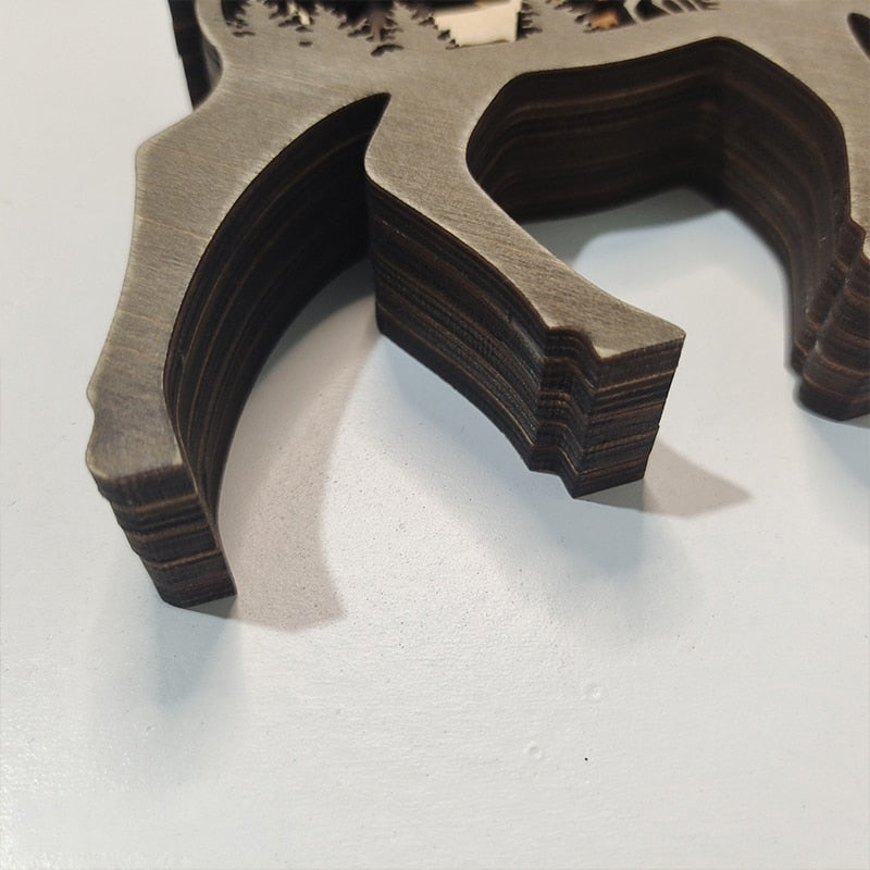 Christmas Wooden Decoration Animal Wolf Statue Miniature Wolf Totem Ornament Office Accessories Forest Ornament Animal Figurines