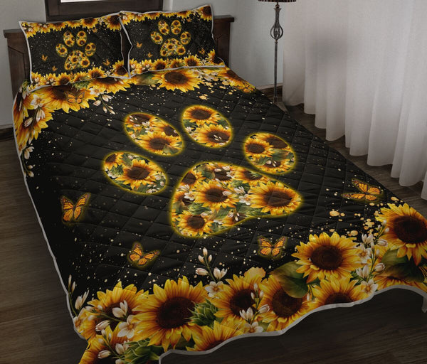 Dog Sunflower Painting QBS Quilt Bed Set Bedroom Decoration Twin/Queen/King Size Bedding