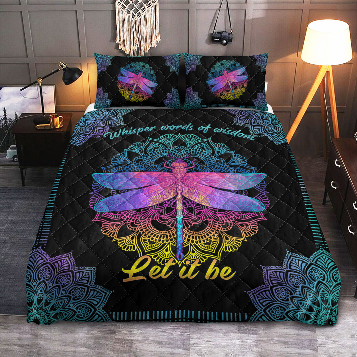 Dragonfly Let It Be  Quilt Bedding Set