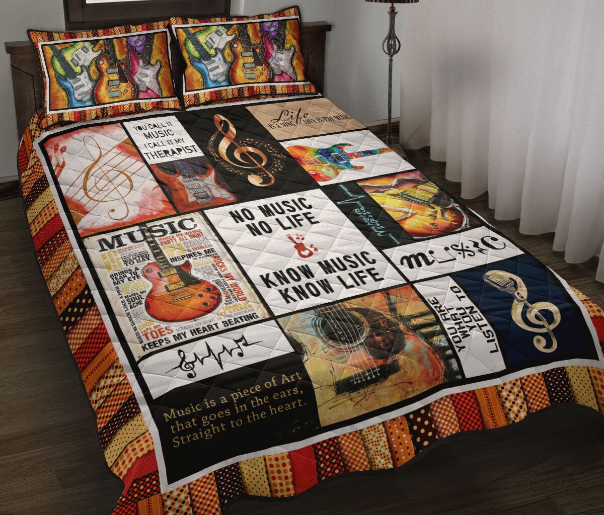 Electric Guitar No Music No Life QBS Quilt Bed Set Bedroom Decoration Twin/Queen/King Size Bedding