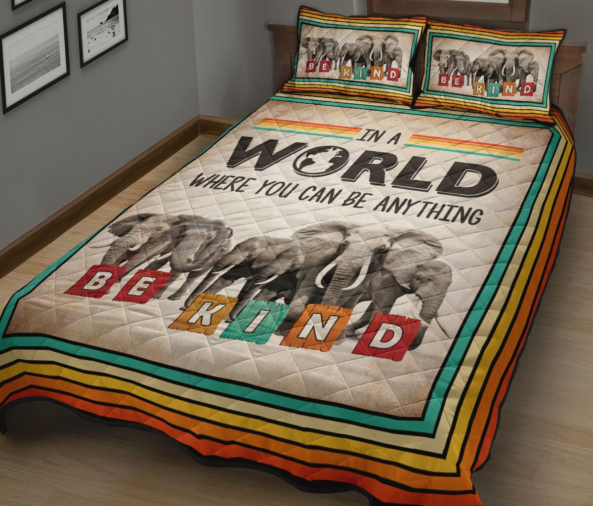 Elephant Anything Be Kind QBS Quilt Bedding Set Bedroom Decoration Twin/Queen/King Size Bedding