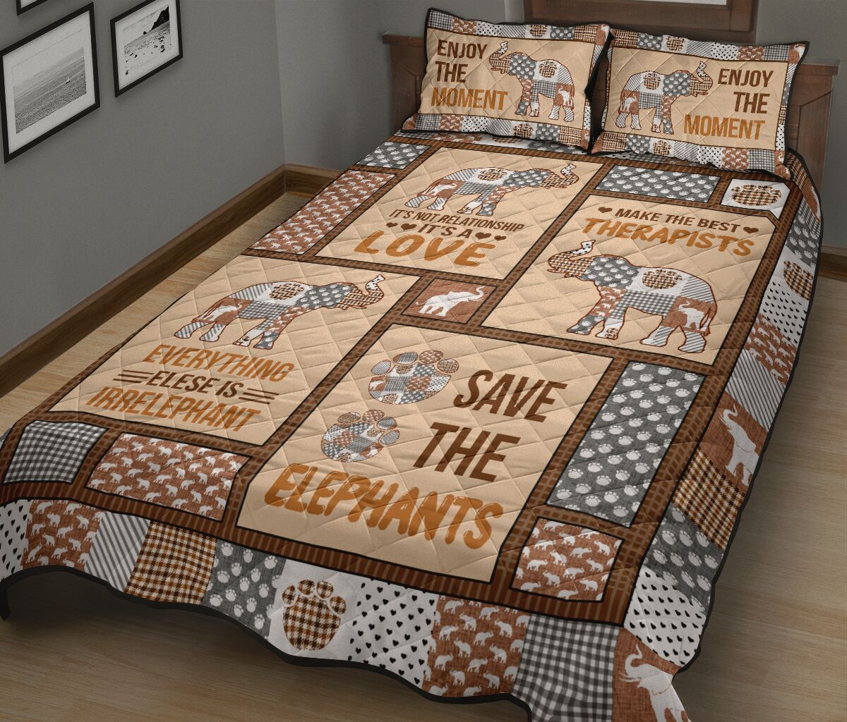 Elephant Beware Of QBS Quilt Bedding Set Bedroom Decoration Twin/Queen/King Size Bedding