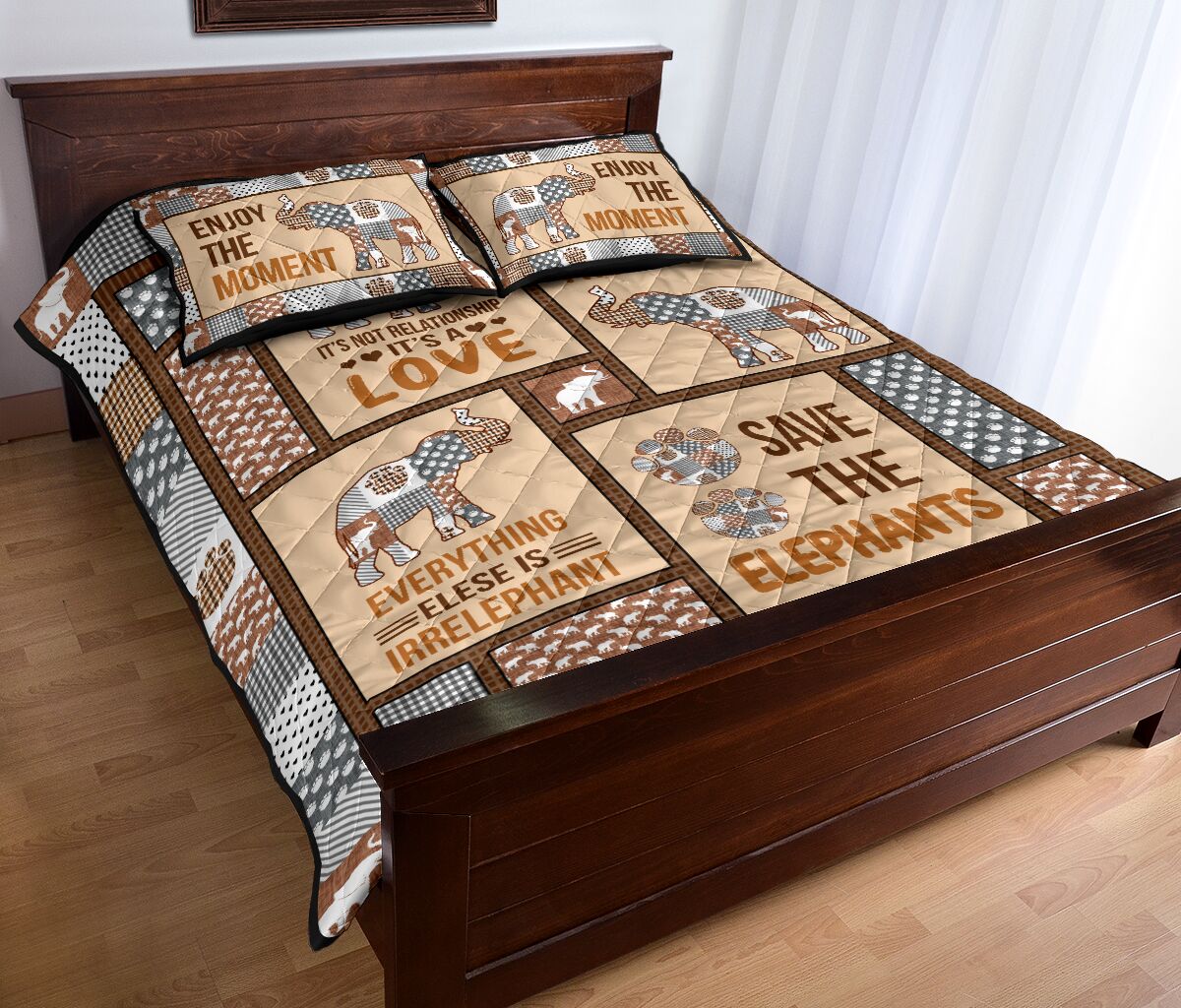 Elephant Beware Of QBS Quilt Bedding Set Bedroom Decoration Twin/Queen/King Size Bedding