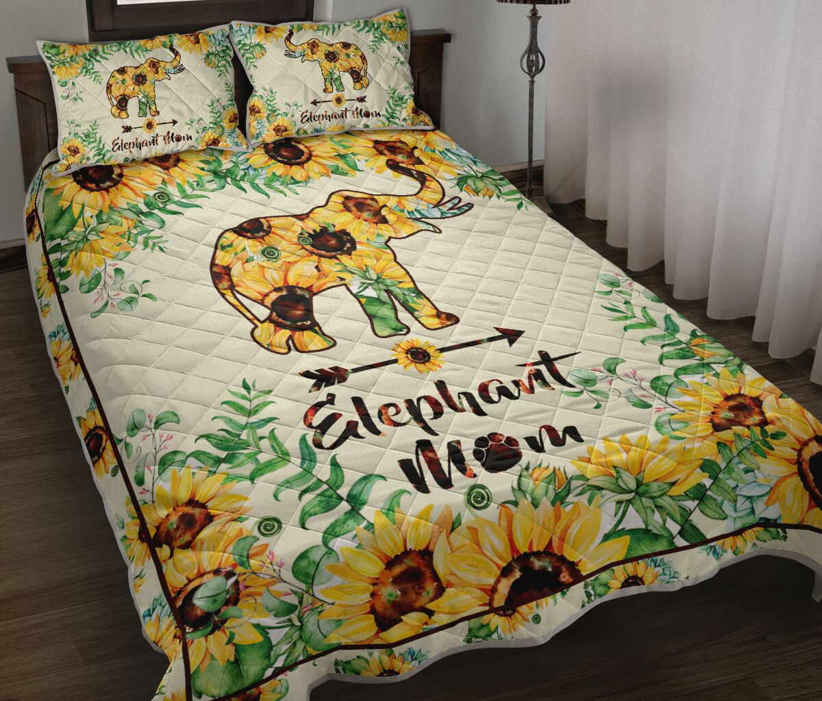 Elephant Mom Florale QBS Quilt Bedding Set Bedroom Decoration Twin/Queen/King Size Bedding